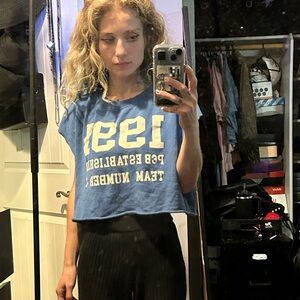 Blue Graphic Crop Top